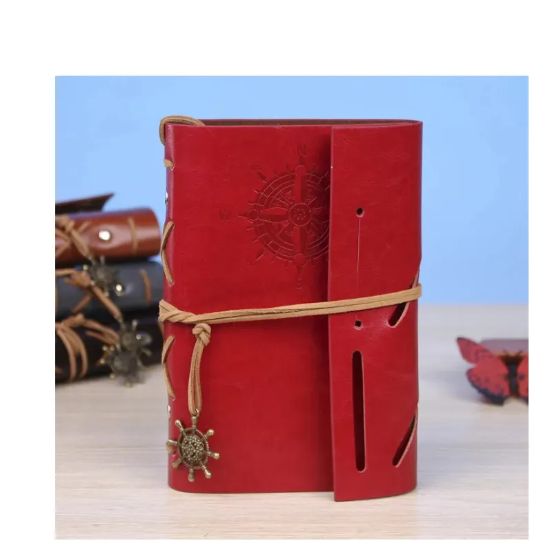 wholesale Vintage Travel Diary Notebook Kraft Papers Writing Journal Notebook PU Leather Spiral Pirate Notepad School Student Classical Books Stationery Gift