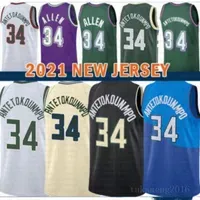 2021 New basketball jersey Giannis 34 Antetokounmpo Mens Cheap Ray 34 Allen Mesh Retro Youth Kids Black MENS J9ft#