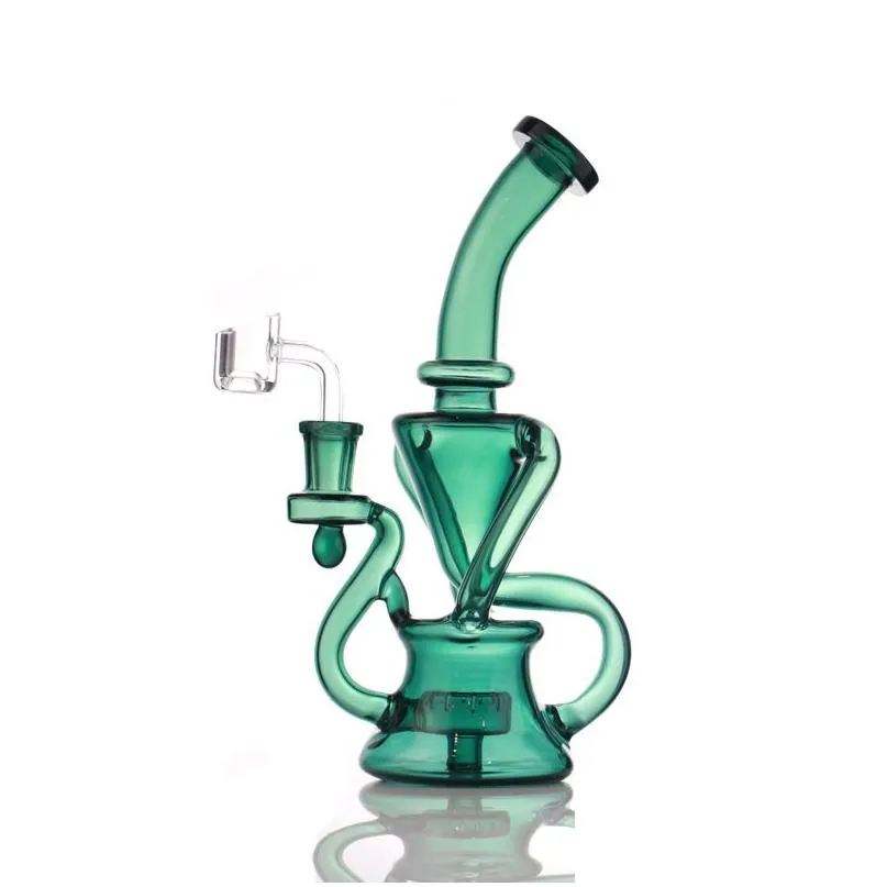 Zubehör 9 Zoll Recycler Glas Bong Tornado Shisha Recyable Dab Rigs Rauchen Wasserpfeife Bongs Heady Pipes Größe 14 mm Gelenk mit Bo Dhun2