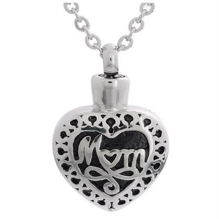 Lelie Crematie Sieraden Roestvrij Staal Waterdicht Moeder Hart Urn Hanger Gedenkteken As Aandenken Hanger Ketting met een Geschenk Bag247P