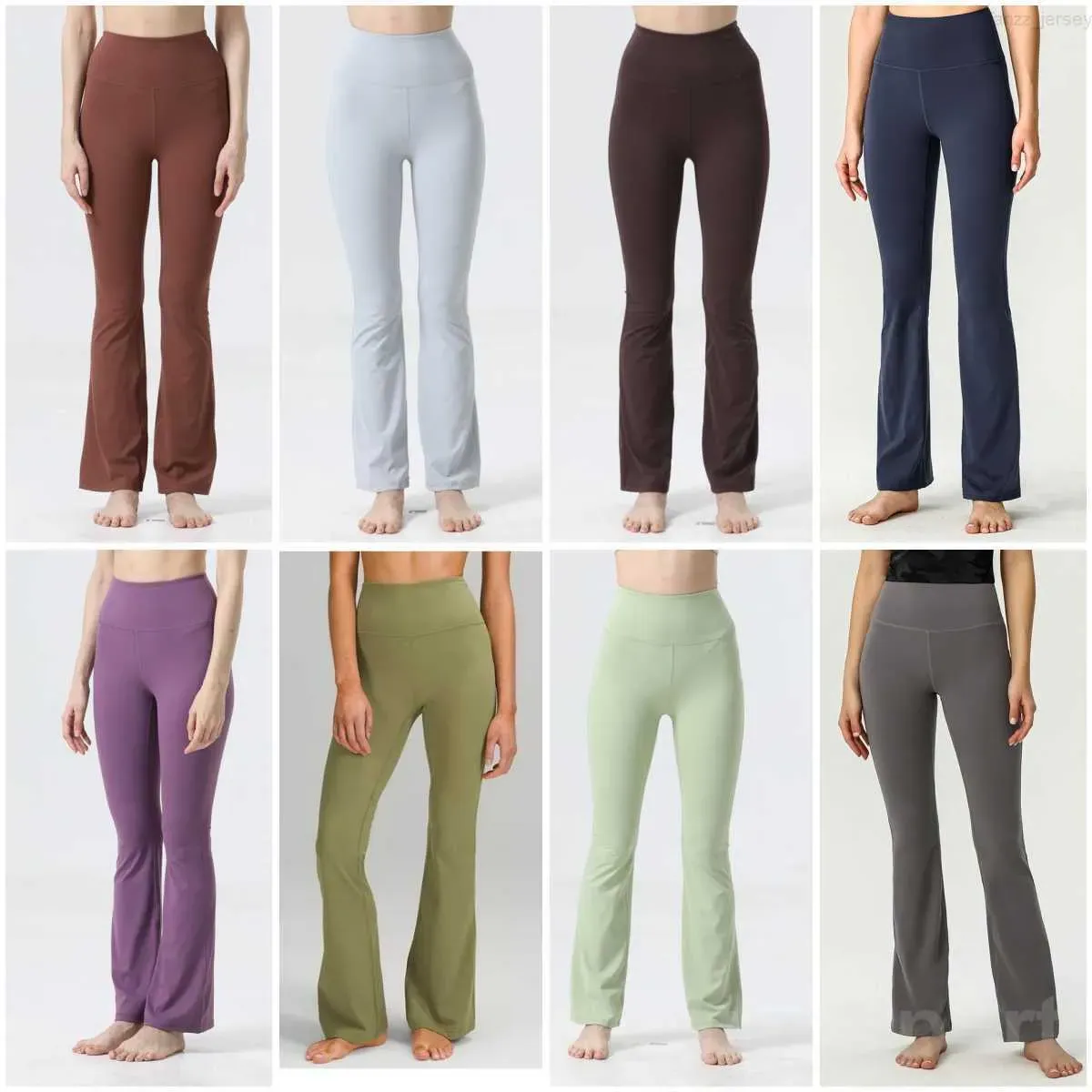 Lu Mulheres Alinhar Fitness Bell Bottoms Pant Musculação Yogas Calças Senhora Cintura Alta Elástica Perna Larga Roupa Jogging Calças Soltas