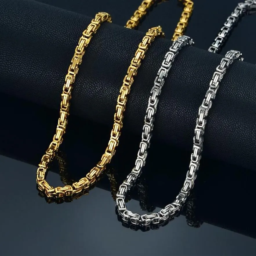 Chains Men's Gold Chain Necklace 20 23 26 Male Corrente Color Stainless Steel Byzantine For Men JewelryChai221Z