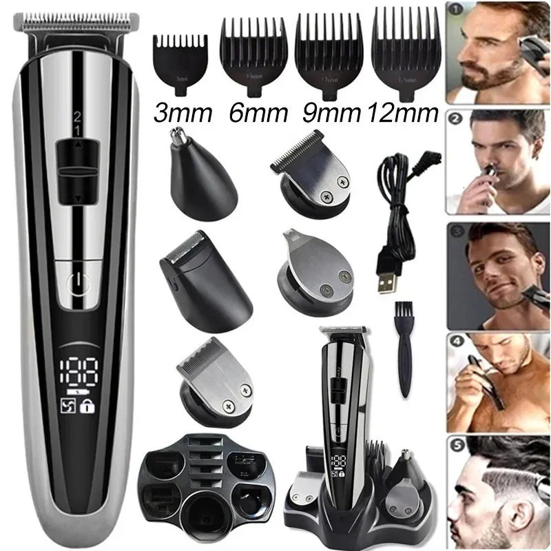 Hårtrimmer Clipper For Men Electric Shaver Multifunktionell hårtrimmer Beard Nose Beauty Kits Men Razor 231205