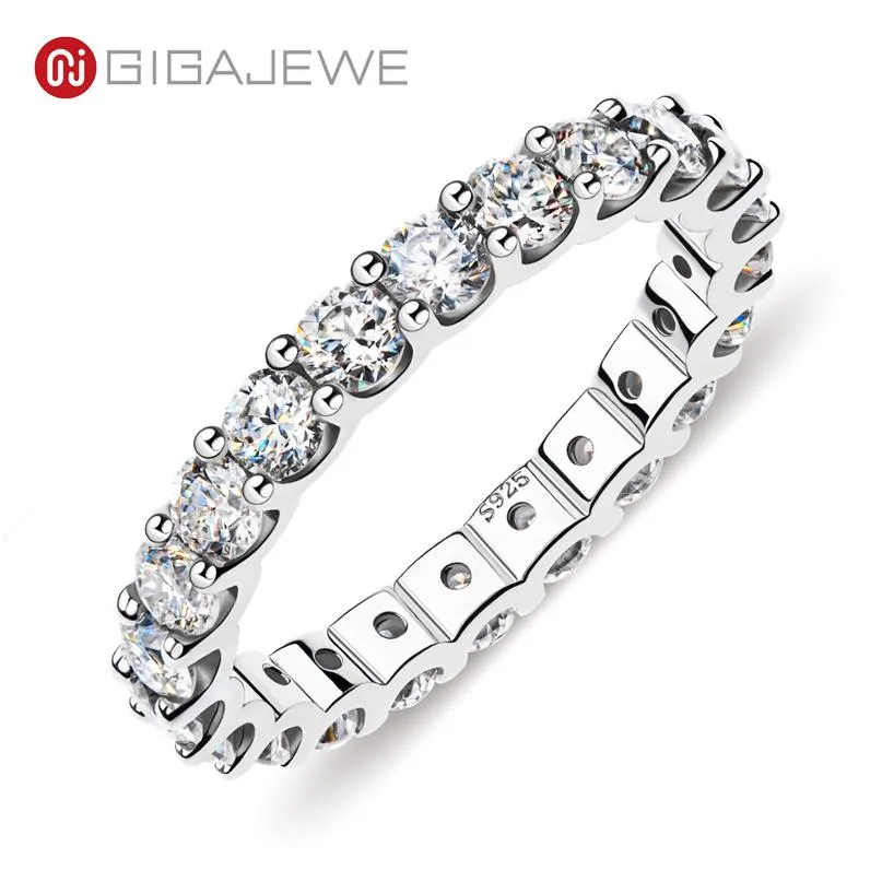 GIGAJEWE GIGAJEWE Moissanite bague d'éternité complète 2 0-2 4ct 3 0mm D VVS1 coupe ronde 925 argent diamant Test réussi femme fille cadeau GM237w