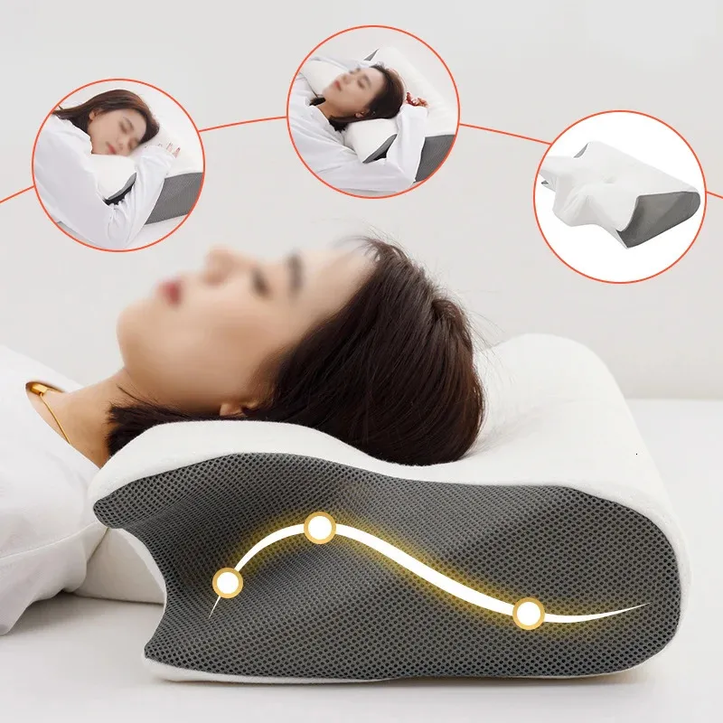 Kudde Fuloon Contour Memory Foam Cervical Ergonomic Orthopedic Neck Pain For Side Back Mage Sleeper Remedial Pillows 231205