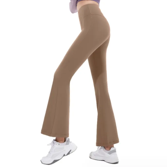 LU-2023 Расклешенные брюки для йоги, летние женские брюки с высокой талией, облегающие брюки-клеш, демонстрирующие ноги, длинные фитнес-сетки, красные модные