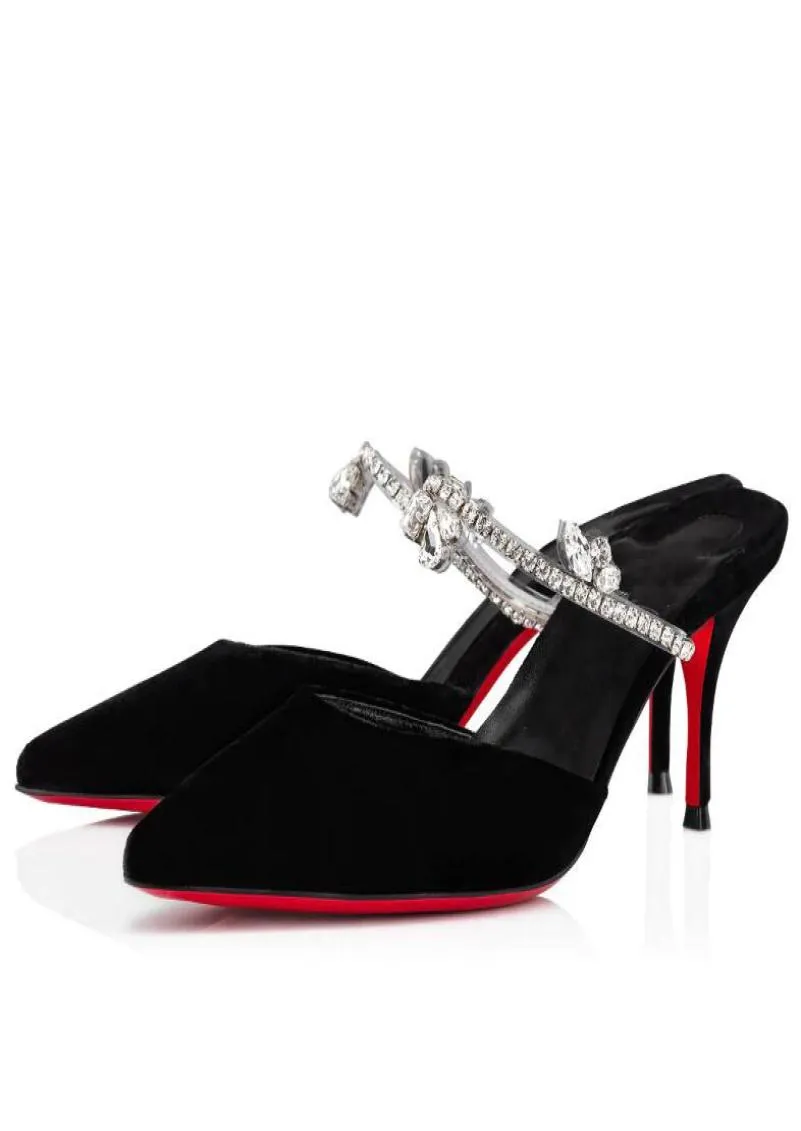 Marche famose Planet Sandali Scarpe Donna Pantofole sexy Gioielli di cristallo Ciabatte con cinturino Punta a punta Tacchi alti a spillo Festa nuziale
