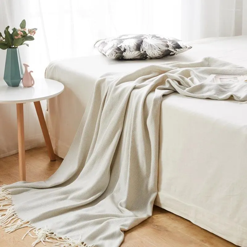 Cobertores Home Office Sofá Cama Viagem Quente Cochilo Linha Cobertor Mão Tecido Onda Franja Jacquard