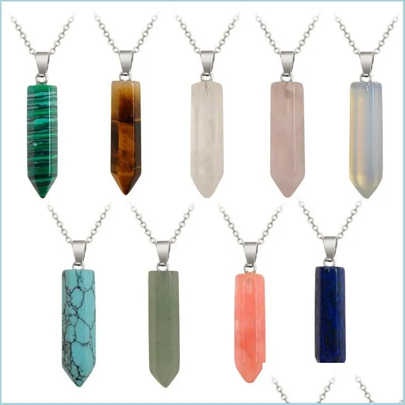 Hanger Kettingen Mooie Ketting Sieraden Genezing Kristal Rozenkwarts Chakra Punt Natuursteen Drop Levering Hangers Dhkor