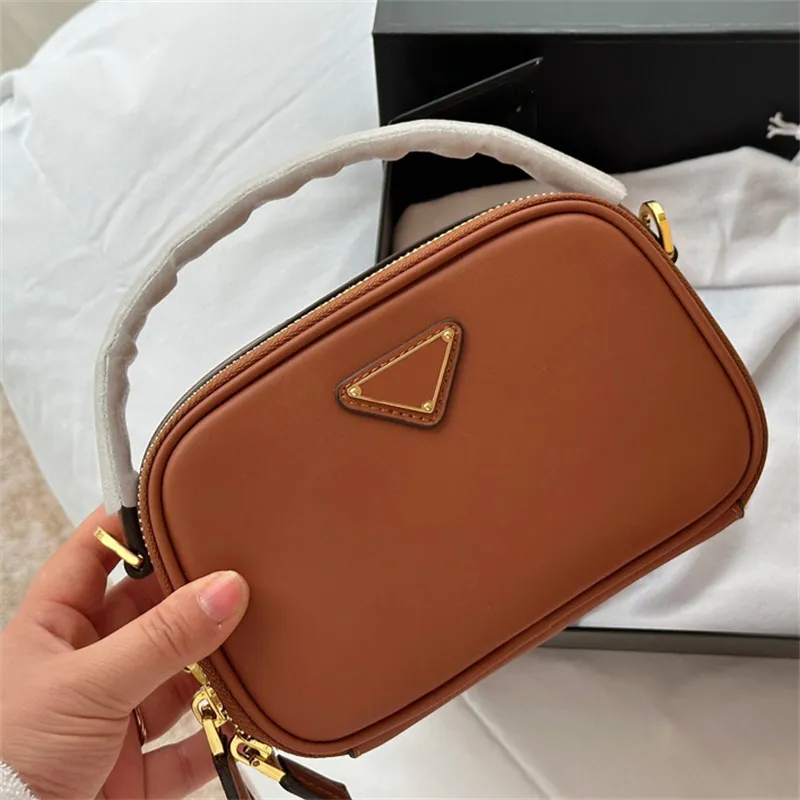 Mini Crossbody Bag Women Odette Camera Bag Designer Handtas Luxe Black Bruine Schoudertas Koe Leer Modestijl Portes Triangle 0413