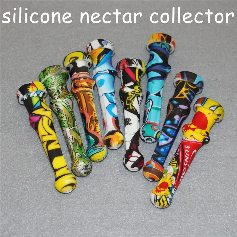 Silicone Nectar Hookahs with 14mm Titanium Tip Portable Mini Nectar Glass Dab Straw Pipes Smoking Silicon Pipe DHL