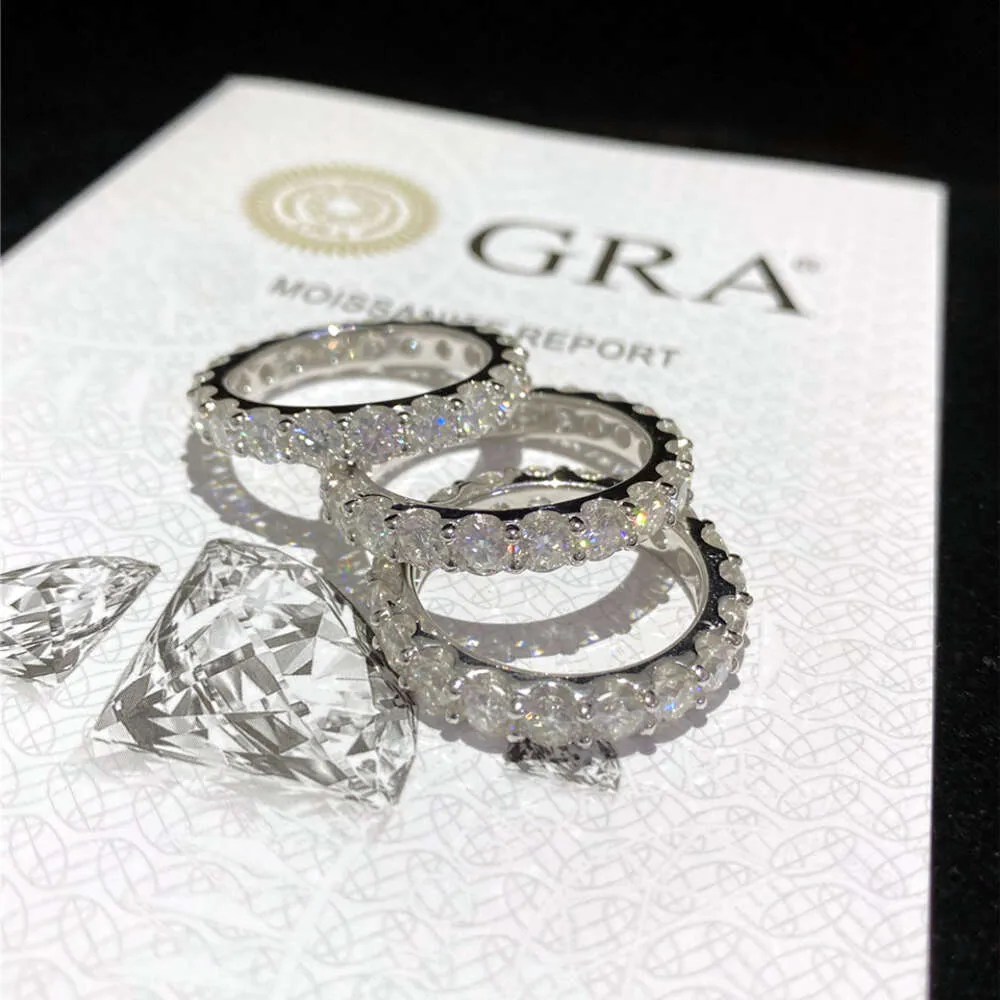 بقعة الجملة الجديدة S925 خاتم الماس الفضة الكاملة للنساء الأزياء الكلاسيكية 4.0mm moissane خاتم الماس