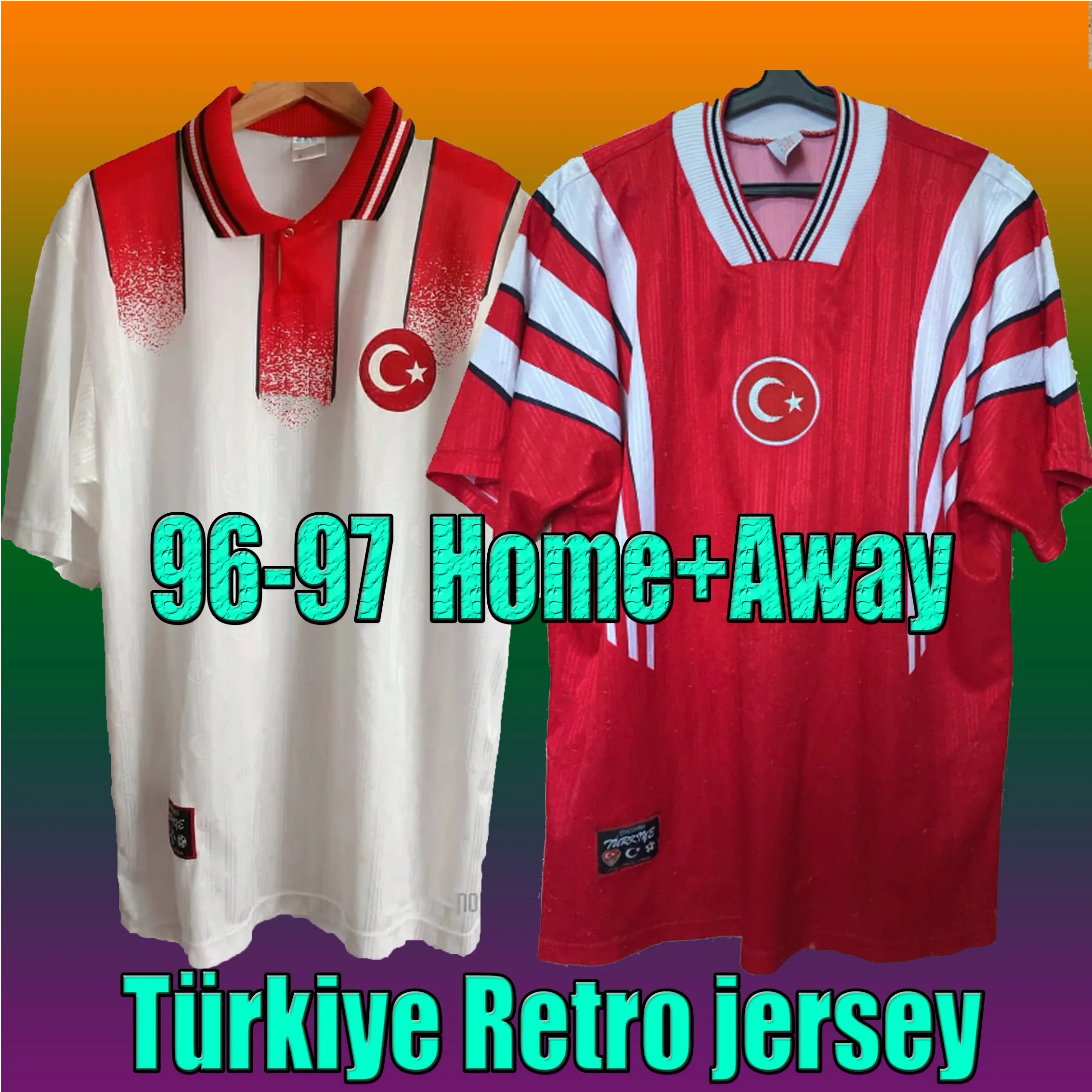 1996 Fotbollskjortor Turkiet Retro Soccer Jersey Home 96 98 Hakan Rustu Basturk Tosun Arda Kalhanos UGC Football Shirt Burak Chemists Day Football National Team
