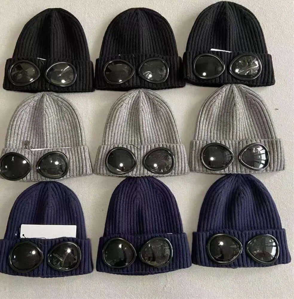 2023 Beanie Designer Duas Lentes Óculos Óculos Beanies Homens Chapéus Chapéus Crânio Caps Ao Ar Livre Mulheres Uniesex Winter Beanie Preto Cinza Bonnet1