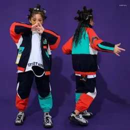 Stage Wear Kid Fashion Cool Hip Hop Clothing Top Pullover Pocket Running Casual Pants For Girls Boys Jazz Dance Costume Clothes