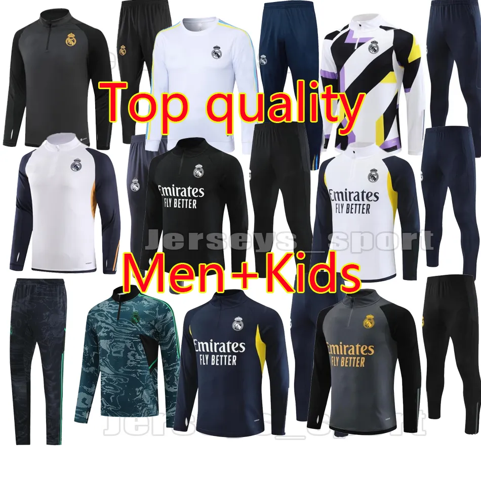 2023 2024 Real Madrid soccer tracksuit 23 24 RM Half pulled Long Sleeves football training suit jogging kits Men kids jacket chandal futbol survetement