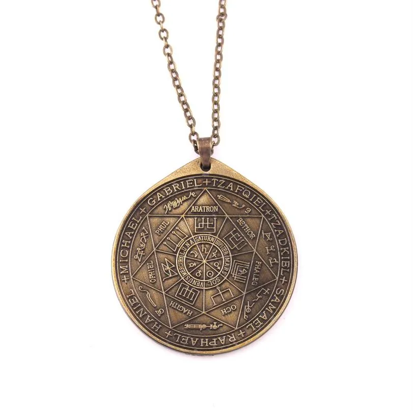 Sellos vintage de los siete arcángeles colgante amuleto de runa religiosa collar para hombres y mujeres 238O