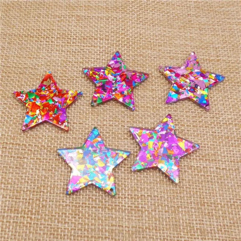 Charms 10PCS Acrylic Star Plastic Sequin Pentagram Pendant For Earrings Necklace Bracelet Handmade Jewelry Diy Accessory