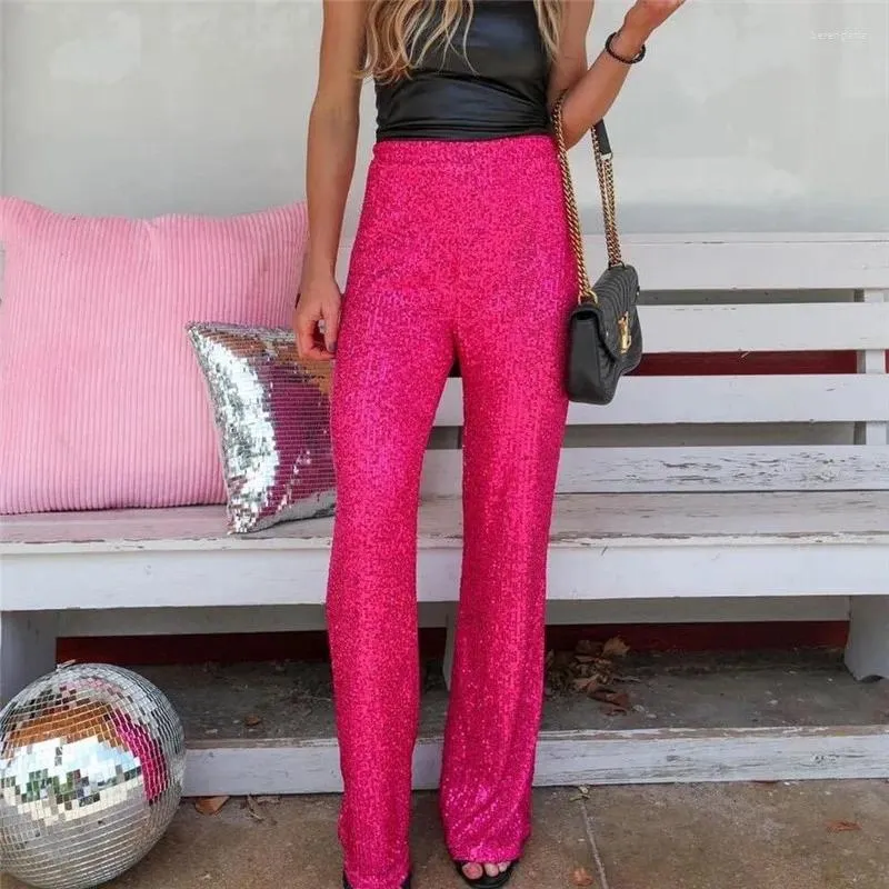 Elegant Solid Sequins Sequined High Waist Solid Color Bottoms Elegant Solid Sequins Sequined High Waist Solid Color Bottoms