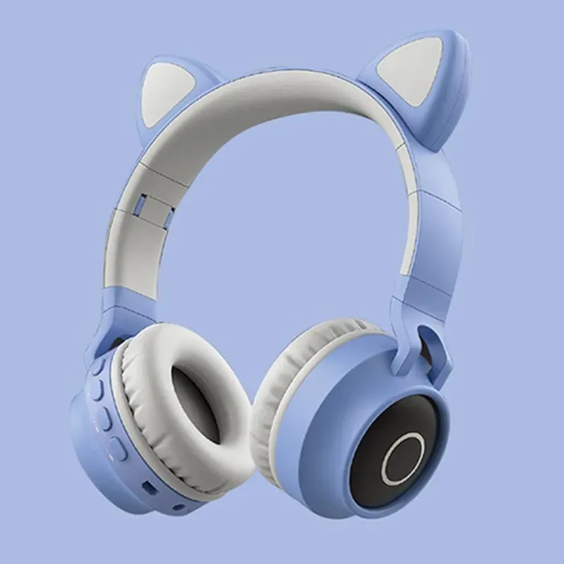 LED Cat Ear Noise Cancelling Headphones Bluetooth 5.0 Young People Kids Headset Support TF Card 3.5mm Plug With Mic