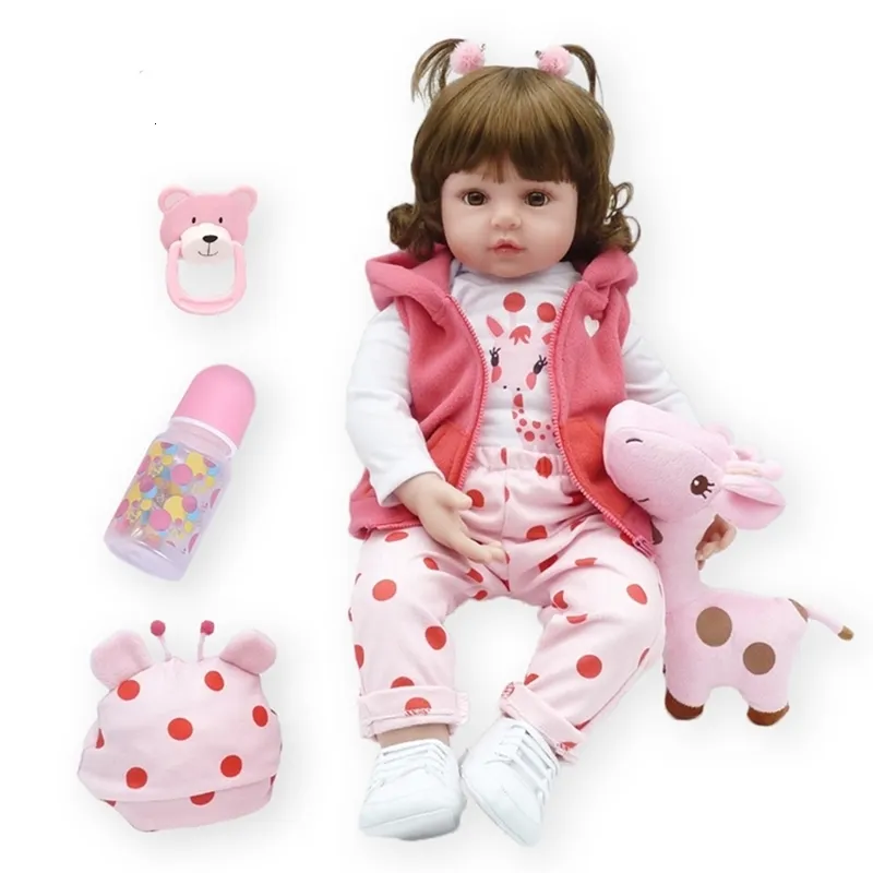 Bonecas 48cm de alta qualidade reborn bebe boneca brinquedo pano corpo realista bebê com girafa criança aniversário natal criança presente 231204