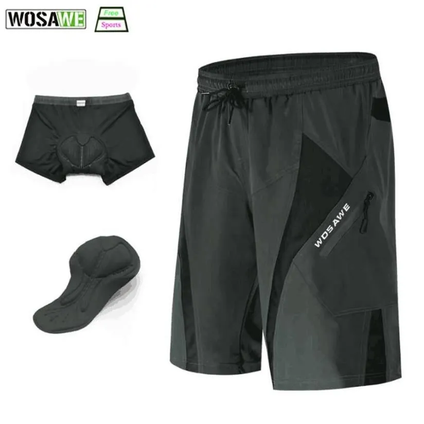 WOSAWE – short de cyclisme léger pour hommes, coupe ample, Gel 3D, sous-vêtements rembourrés, pour Sports de plein air, descente, MTB229M