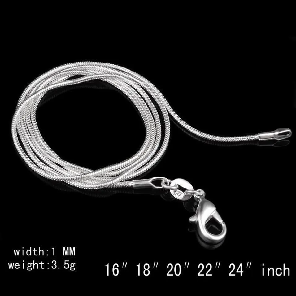 Big Promotions 100 PCS 925 Sterling Silver Swefet Snake Snick Classlace Clasps Clasps Cains Jewelry Size 1mm 16inch --- 24inch295i