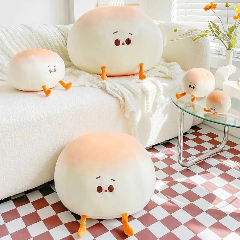 Coussin/décoratif mignon vif en forme de chignon à la vapeur, dessin animé doux en peluche, jouet en peluche Kawaii en forme de pain, coussin de canapé créatif, cadeau pour enfants