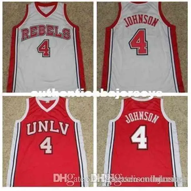 Factory Outlet Cheap Custom #4 rry Johnson Unlv Runnin Rebels Basketball Jersey Red White Embroidery Stitched Custom Any Name and Number v