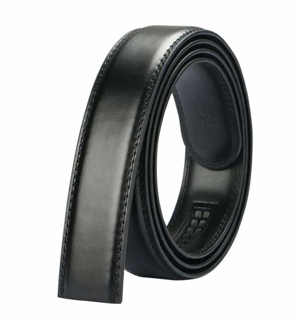 Ceintures 35mm largeur ceinture sans boucle hommes décontracté pour jean haute qualité véritable cuir de vache sangle à cliquet noir marronBelts2685071