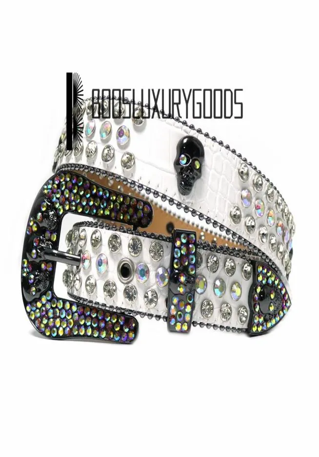 2021 DesignerSimon Cintura per uomo Donna KOR Cintura con diamanti lucidi bling bling MICHAEL Teschio con diamanti e strass Cintura da cowboy BORSA A MANO6562004