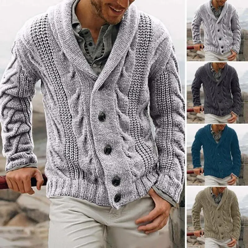 Suéteres para hombres Suéter de invierno Abrigo Chaqueta de hombre Mezcla de algodón elegante para otoño Moda de un solo pecho