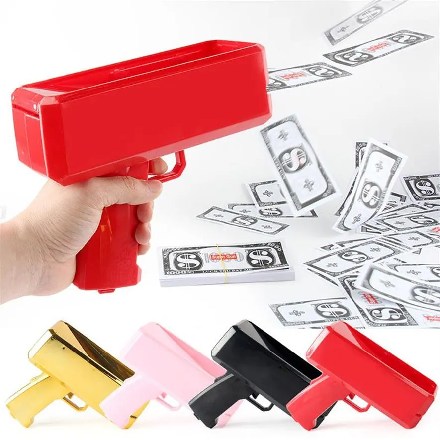 Yenilik Oyunları Money Guns Paper Oynamak Yağmur Toy Gun Handheld Nakit Sahte Fatura Dispenser atıcı Oyuncaklar228t