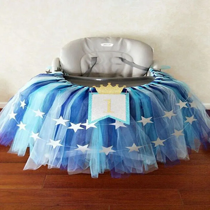 Table Skirt Tutu Tulle Skirts Baby Shower Birthday Decor For High Chair Pink Blue Home Anniversary Party Wedding