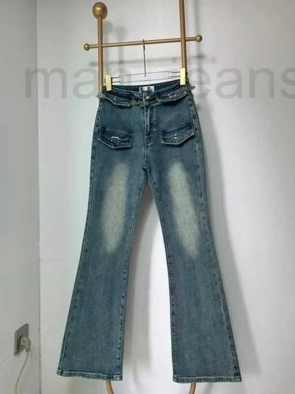 Projektantka kobiet 2023 Autumn/Winter New Pants High talia Slim Fit Long Micro Flare szeroko nogi jeansy dla kobiet SCVF