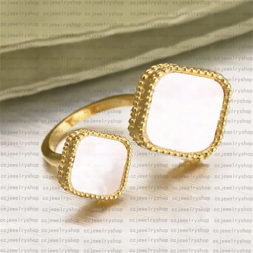 Fashion Classic Four Leaf Clover Clover Pierścień projektant biżuterii Mother of Pearl 18K Gold Plated Butterfly Rings Panie i dziewczęta Valentine306V