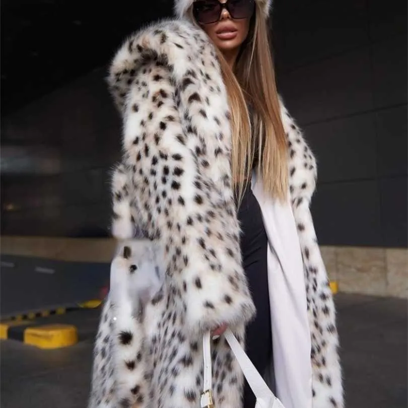 2023Womens Fur Faux RR1475 Xlong Coats Eco Lynx with a Hood Winter Jackets女性長さ120cmコート女性白220929