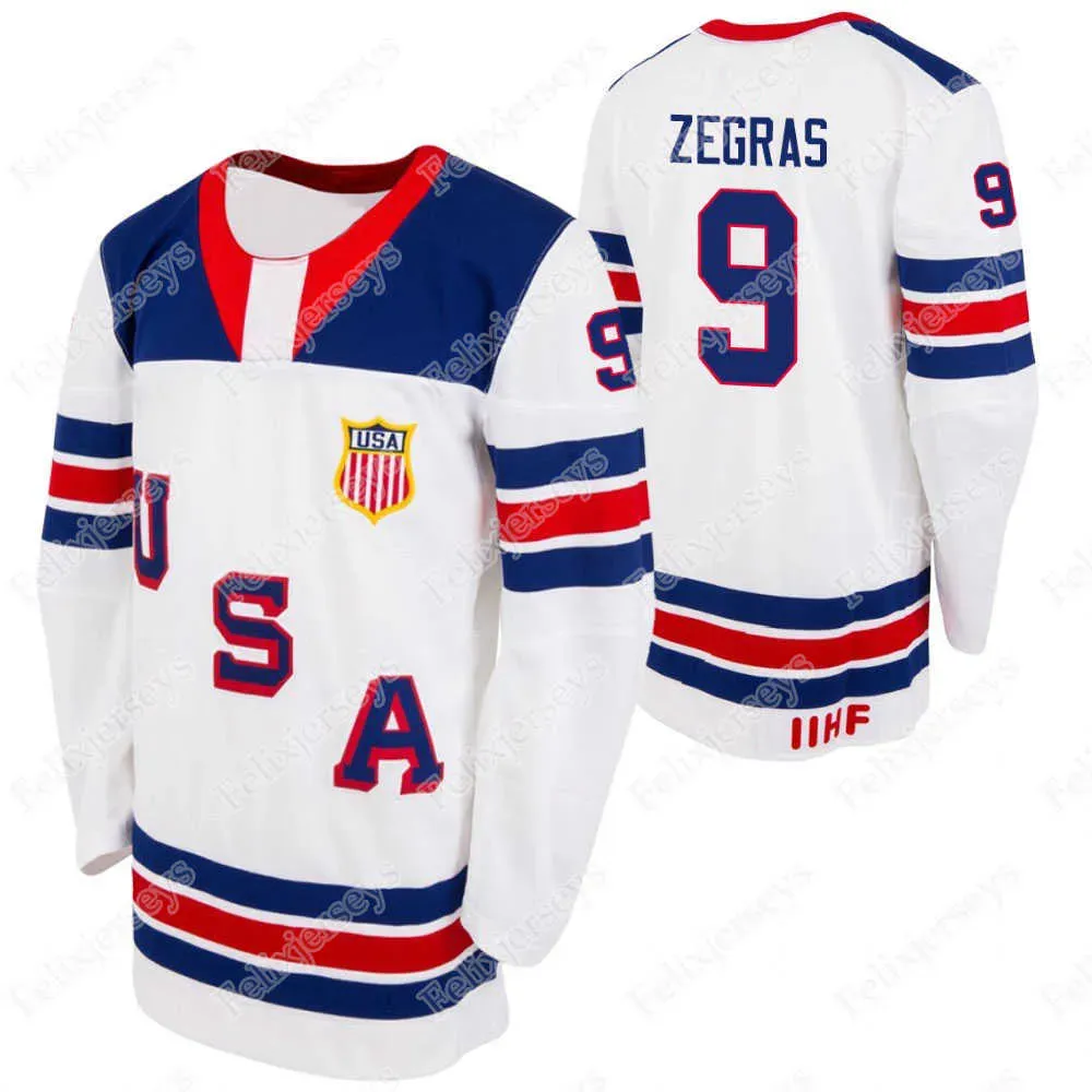 Jerseys Hockey USA 2023 IIHF WJC Gold Winner Jersey 9 Trevor Zegras 30