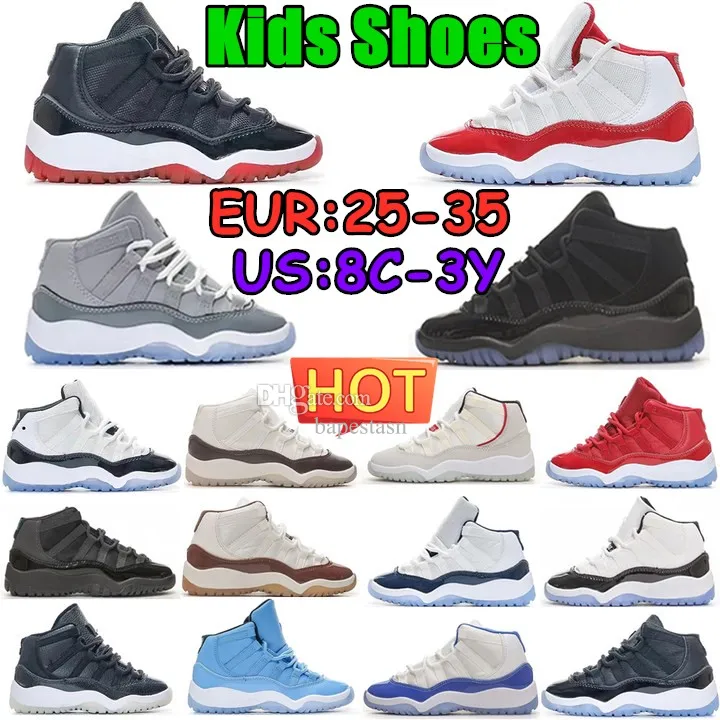 Cherry 11s Jumpman 11 kinderschoenen XI Peuter sneakers trainers jongens meisjes pet en jurk DMP dankbaarheid basketbal kinderen jeugd middenklasse militaire grijze zwarte sneaker