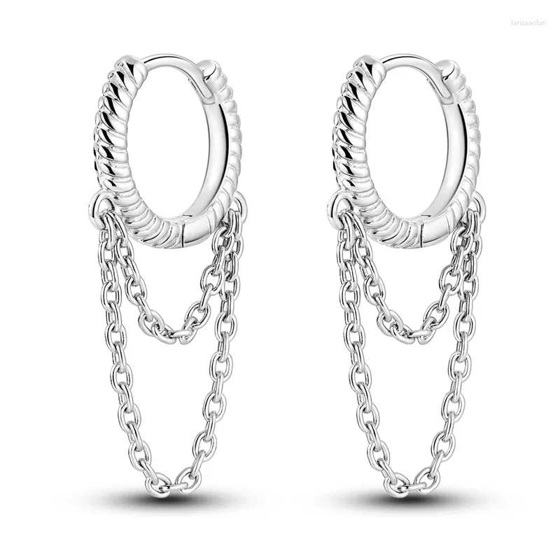 Hoop örhängen utsökta 925 Sterling Silver Snake Bone Pendant Chain Original för kvinnors resesmycken Tillbehör