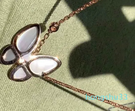Silver toppkvalitet fjärilsblomma hängen halsband i rosguld för kvinnor bröllop gåva smycken gratis frakt