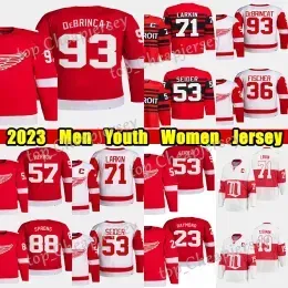 #71 Dylan Larkin Reverse Retro hockey jersey #93 Alex DeBrincat Moritz Seider David Perron Gordie Howe Datsyuk Steve Yzerman Christian Fisch