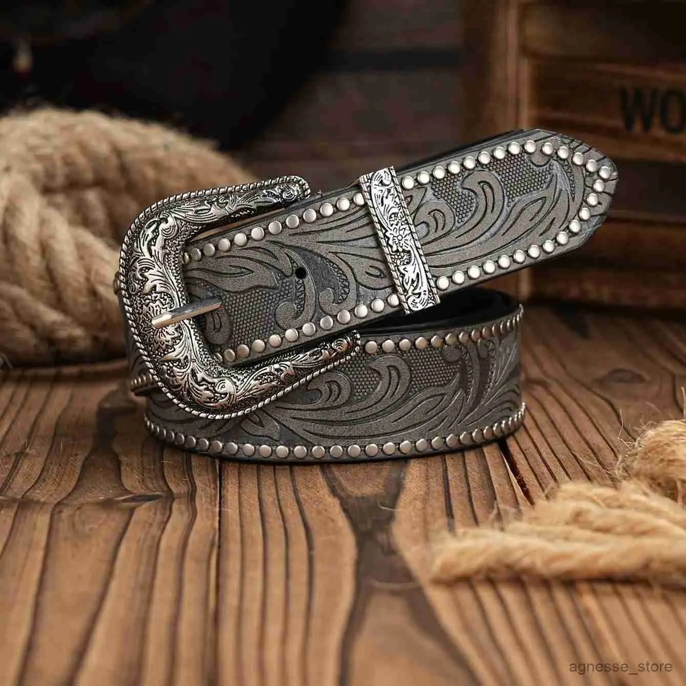 Ceintures Western Cowboy ceinture en cuir hommes taille sangle taureau décoration florale gravée pour jean R231206