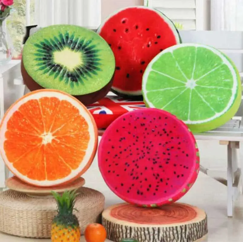 Cushion/Decorative New Creative Fruit Seat Cushion Plush Sofa Bedroom Living Room Throw Garden Chair Cover Floor Round Shape Home Decoration