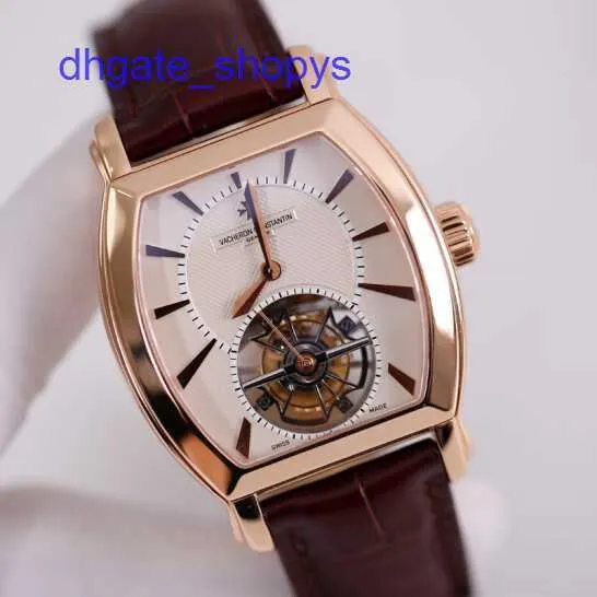 V Constantin Tourbillon Luxury Rose Gold Watch For Men 36x48mm