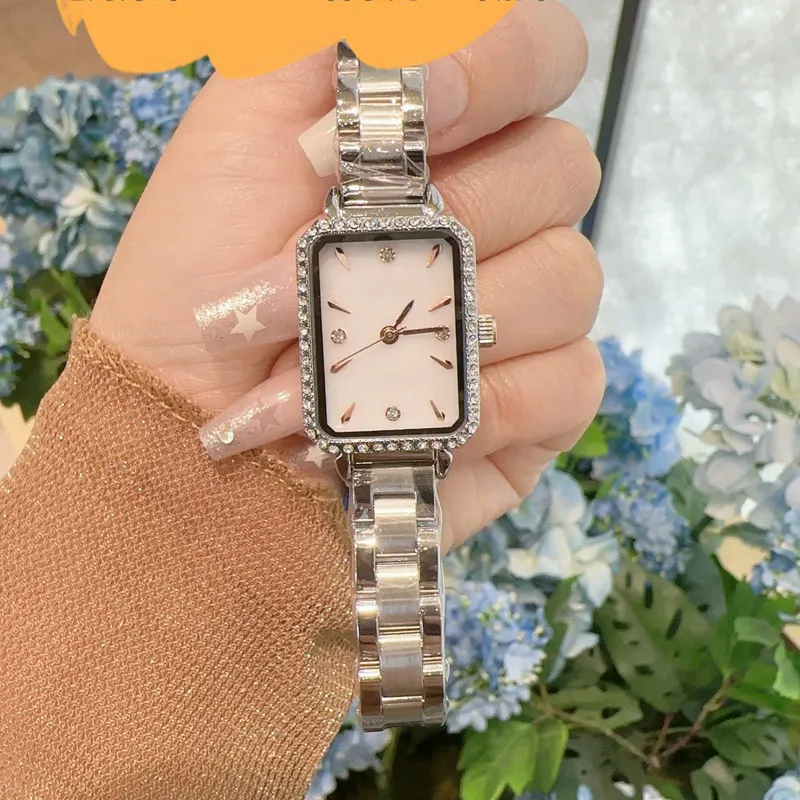 dress luxury lady watch Top brand Stainless Steel band womens Wristwatches rectangle dial diamond designer watches for women Mother`s Day Christmas birthday Gift