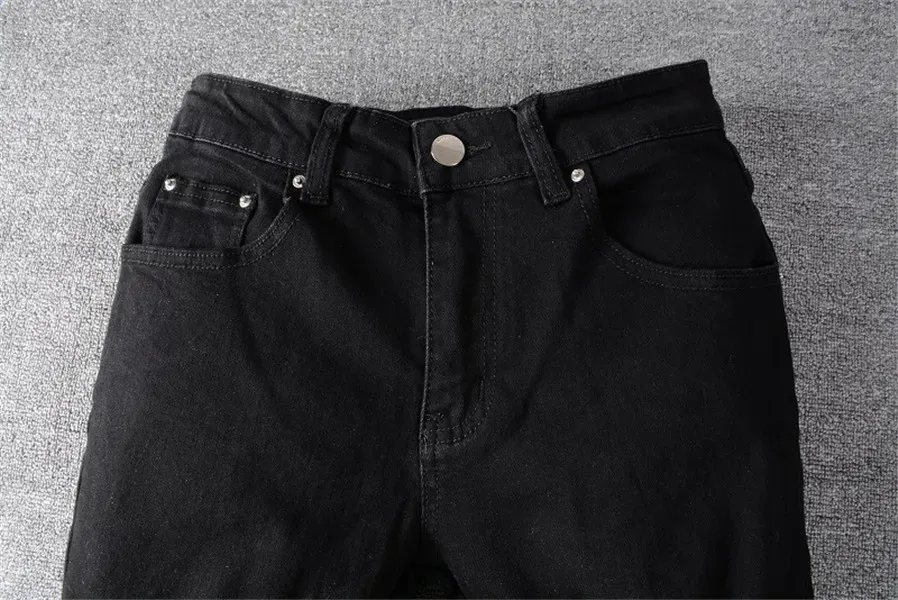 Casual streetwear svart smal fit jeans män kvinnor designer höst maskulina brev jeans byxor mens trendiga dansklubb mager jean uomo turnéer 28-40 276 675 237