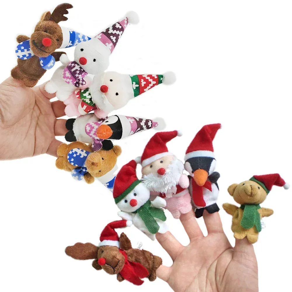 ぬいぐるみ人形柔らかいかわいい赤ちゃんクリスマスおもちゃ動物家族物語ハンドフィンガーパペットのふりをして、新生児231206のためのパリー親チャイルドゲームの小道具