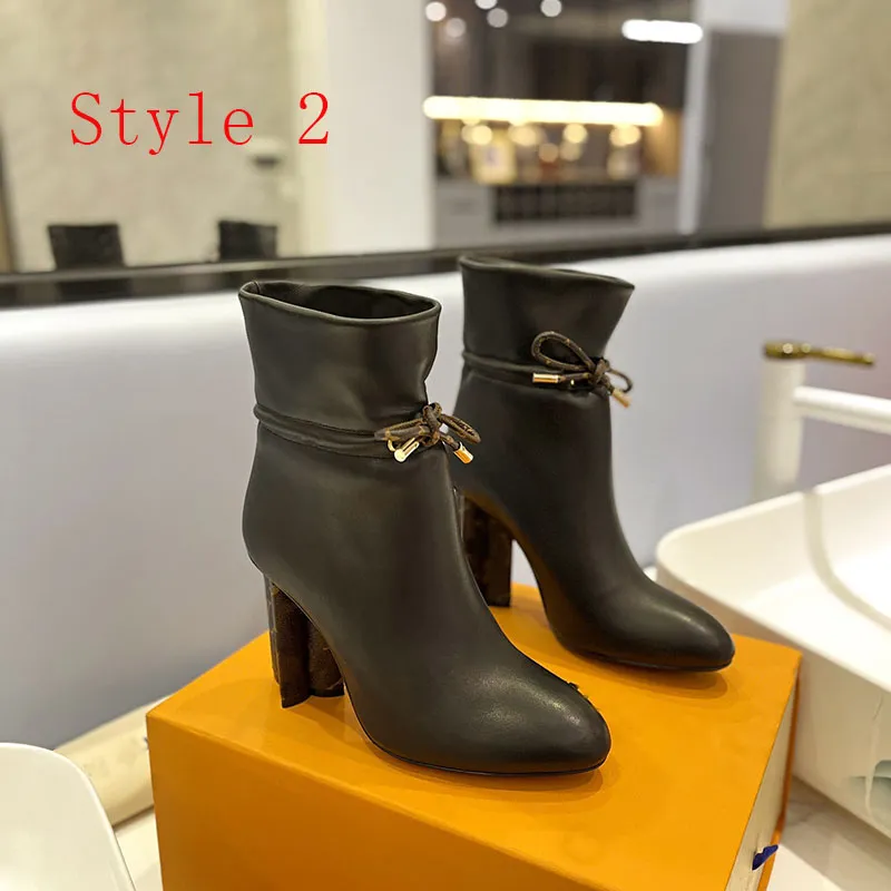 New Womens Martin Boots Ladies High Heel 10cm Short Boots Low Heel Sheepskin Super Star Career Boots Luxury Lazy Walking Dreest Boots 크기 35-42 오리지널 박스