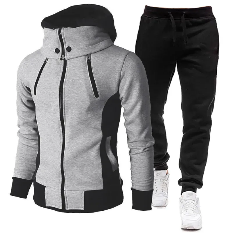 Tute da uomo Autunno Inverno Tuta da uomo Giacca con cerniera Pantaloni 2 pezzi Set Casual Palestra Fitness Jogging Abbigliamento sportivo S4XL 231206